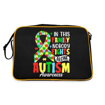 In this family nobody fights alone autism - Retro Bag - black/gold - Back