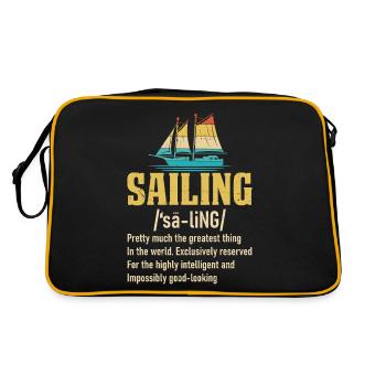 Funny Sailing Sea Captain Retro Sailboat Cruising - Retro Bag - black/gold - Back
