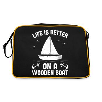 Life Is Better Funny Sailing Wooden Boat Cruising - Retro Bag - black/gold - Back