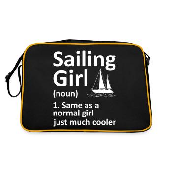 Sailing Girl Funny Definition Sailboat Dinghy - Retro Bag - black/gold - Back