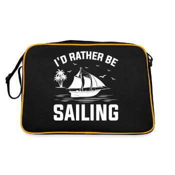 I'd Rather Be Sailing Nautical Sailboat Funny - Retro Bag - black/gold - Back