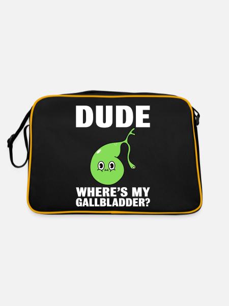 Lustige Gallenblasenentfernung Cholezystektomie - Retro Tasche - Schwarz/Gold - Hinten