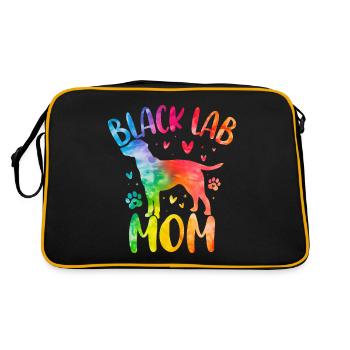 Schwarze Lab Mama Labrador Retriever Hund Tie Dye - Retro Tasche - Schwarz/Gold - Hinten
