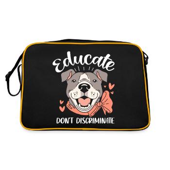 Educate Don't Discriminate Pitbull Funny Rescue - Retro Bag - black/gold - Back