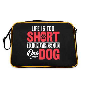 Nur einen Hund retten Welpen retten Pflegetier retten - Retro Tasche - Schwarz/Gold - Hinten