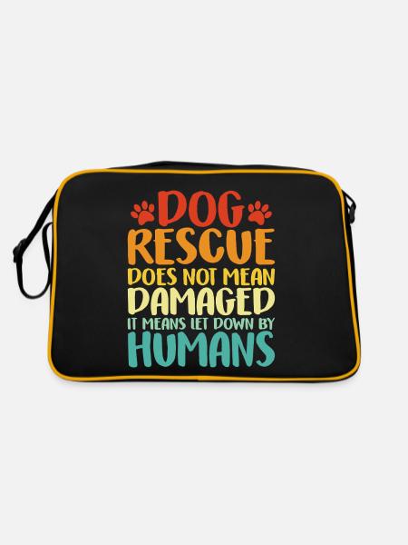Hunderettung bedeutet nicht beschädigter Tierheimhund - Retro Tasche - Schwarz/Gold - Hinten