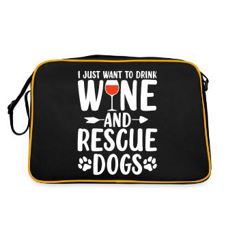 Je veux juste boire du vin et sauver du vin pour chiens - Sac Retro - noir/or - Dos