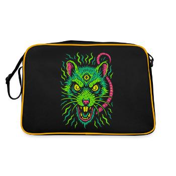 Three-eyed neon rat with an amazing look - Retro Bag - black/gold - Back