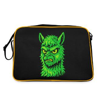 Angry neon llama with killer look - Retro Bag - black/gold - Back