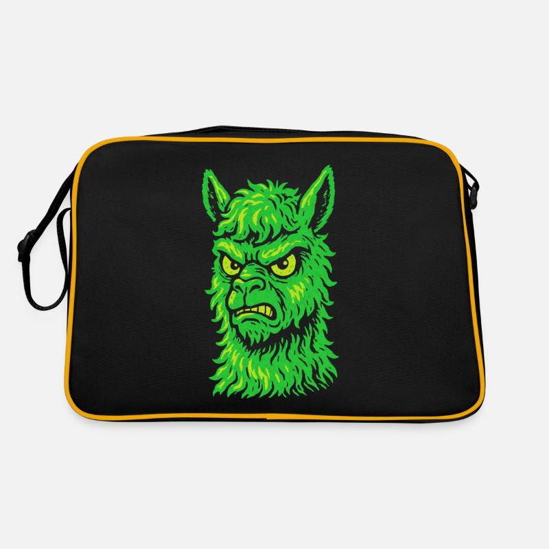 Wütendes Neon-Lama mit Killerblick Retro Tasche
