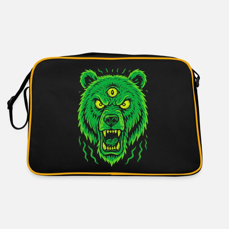 Wild bear with third eye neon style Retro Bag