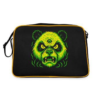 Three-eyed neon panda with killer eyes - Retro Bag - black/gold - Back