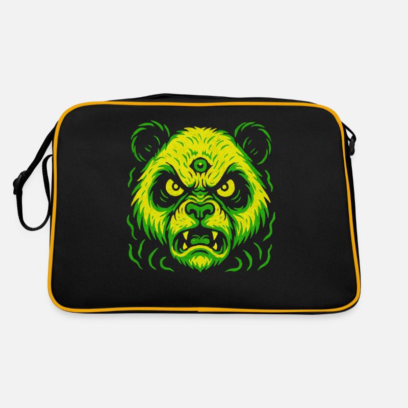 Dreiaugiger Neon-Panda mit Killerblick Retro Tasche
