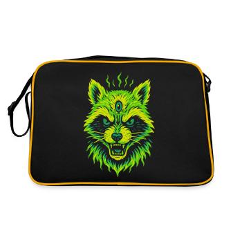 Mystical raccoon with third eye - Retro Bag - black/gold - Back