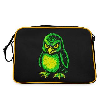 Three-eyed neon penguin with angry gaze - Retro Bag - black/gold - Back