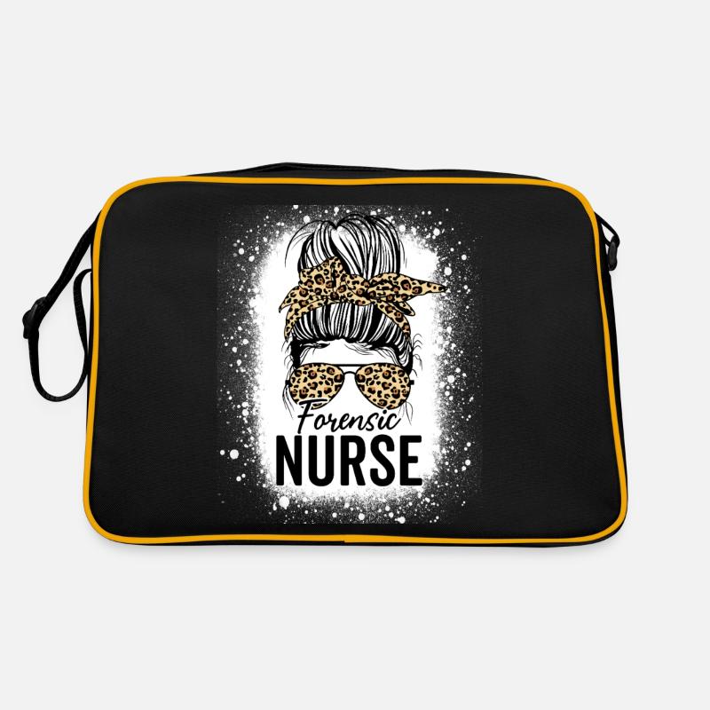 Forensic Nurse Messy Bun Leopard Funny Medical Retro Bag