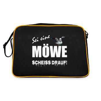 Sei eine Möwe scheiss drauf - Retro Tasche - Schwarz/Gold - Hinten