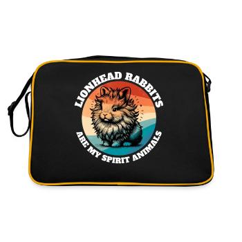 Funny Lion Head Rabbit Sayings - Retro Bag - black/gold - Back