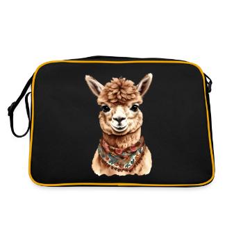 Conception d’animaux d’alpaga - Illustration graphique amusante - Sac Retro - noir/or - Dos
