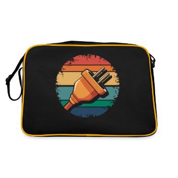 Retro Electric Plug Electrician Vintage Power Plug - Retro Bag - black/gold - Back