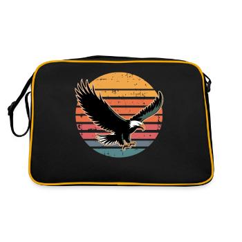 Retro Vintage Eagle Sunset Nature Lover Eagle Bird - Retro Tasche - Schwarz/Gold - Hinten