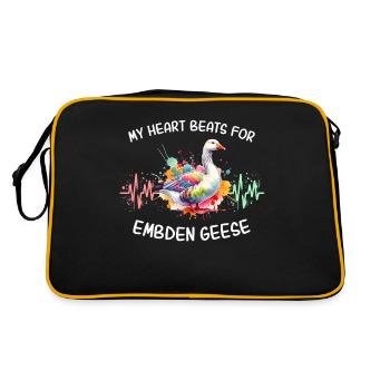Emdengans Herzlinie - Retro Tasche - Schwarz/Gold - Hinten