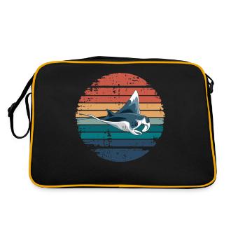 Manta Ray Retro Vintage Ocean Animal Sea Lover - Retro Tasche - Schwarz/Gold - Hinten