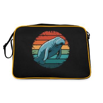 Lamantin Rétro Vintage Océan Animal Drôle Vache de Mer - Sac Retro - noir/or - Dos