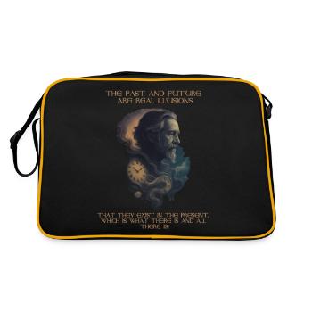 Alan Watts Time Quote Art - Retro Bag - black/gold - Back