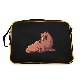 Niedliche Walross Kindergeschenke Arktik Tiere - Retro Tasche - Schwarz/Gold - Hinten
