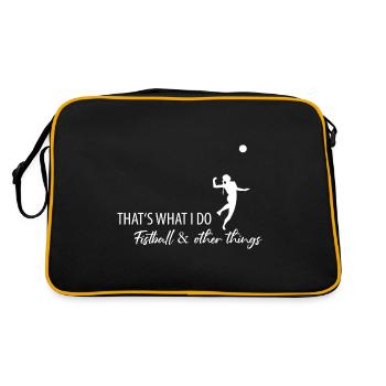 Faustball Faustballer Faustballspieler - Retro Tasche - Schwarz/Gold - Hinten