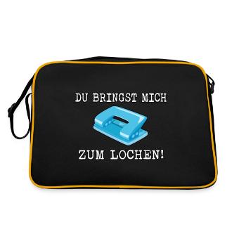 Du bringst mich zum lochen - Retro Tasche - Schwarz/Gold - Hinten