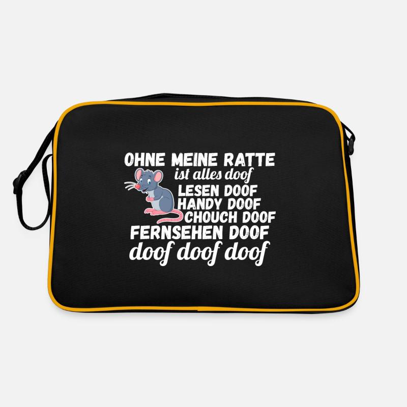 Nagetier Ratte Ratten - Retro Tasche - Schwarz/Gold