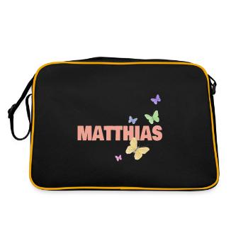 Vorname Matthias - Retro Tasche - Schwarz/Gold - Hinten