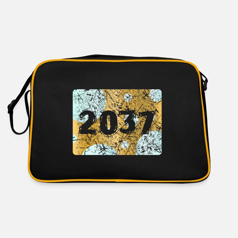 Zahl 2037 - Retro Tasche - Schwarz/Gold