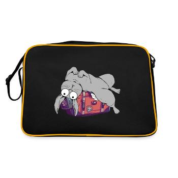 Hase Koffer Reise Reisen Urlaub Urlaubsreif Hasen - Retro Tasche - Schwarz/Gold - Hinten