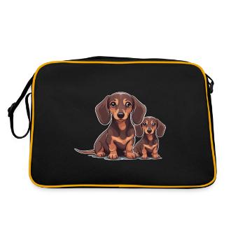 Teckel Chiens Chiens Animaux Enfants Teckel - Sac Retro - noir/or - Dos