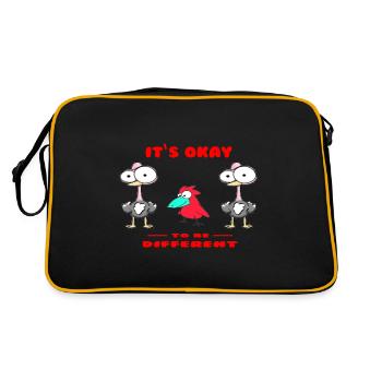 Vogel Vögel Cartoon - Retro Tasche - Schwarz/Gold - Hinten