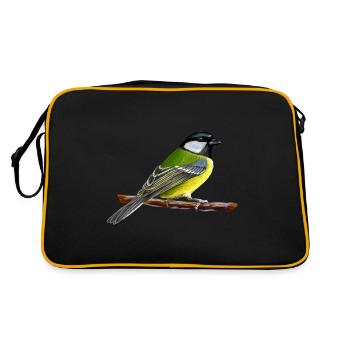 Oiseaux de jardin Merle Moineau Bleu Mésange Retro Oiseaux - Sac Retro - noir/or - Dos
