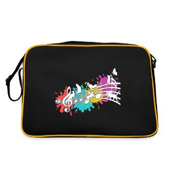 Funny cats note lines color blots - Retro Bag - black/gold - Back