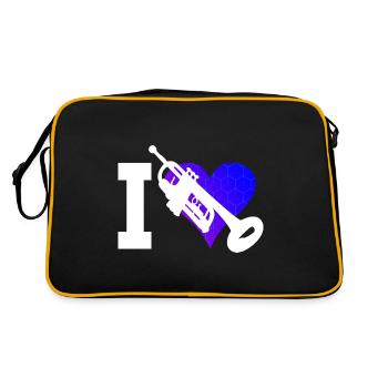 Trompetenspieler Damen Trompeten Spieler - Retro Tasche - Schwarz/Gold - Hinten