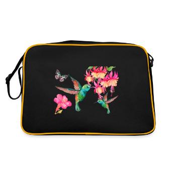 Colibris et papillon parmi les fuchsias - Sac Retro - noir/or - Dos