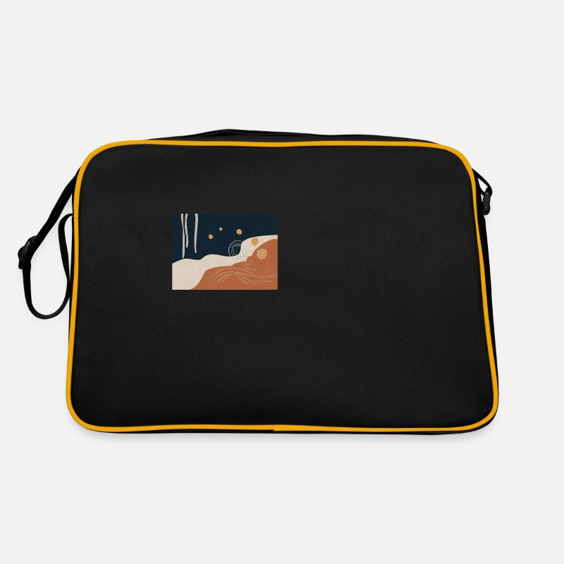 Abstract Go with the Flow 1 in Navy and Ochre Retro Bag