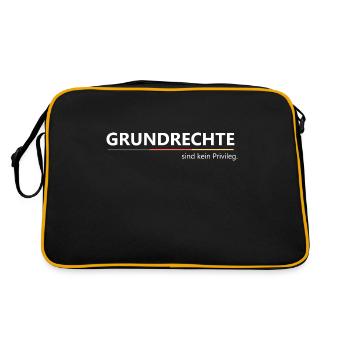 Grundrechte Spruch Demonstration - Retro Tasche - Schwarz/Gold - Hinten