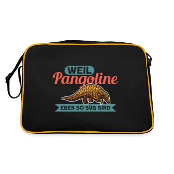Pangolin Liebhaber Vintage Retro Pangolin - Retro Tasche - Schwarz/Gold - Hinten
