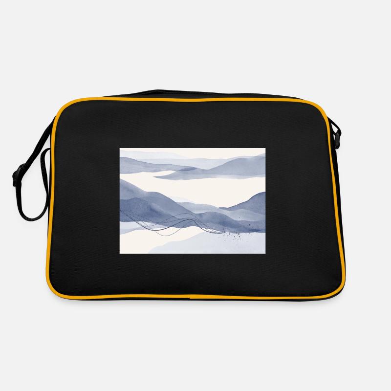 Blaue abstrakte Landschaft - Retro Tasche - Schwarz/Gold