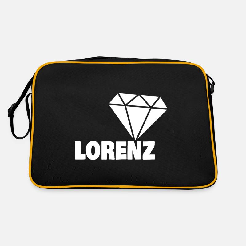 Geschenk für Lorenz - Retro Tasche - Schwarz/Gold