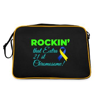 Down-Syndrom-Tag Rockin' Extra 21. Chromosom - Retro Tasche - Schwarz/Gold - Hinten