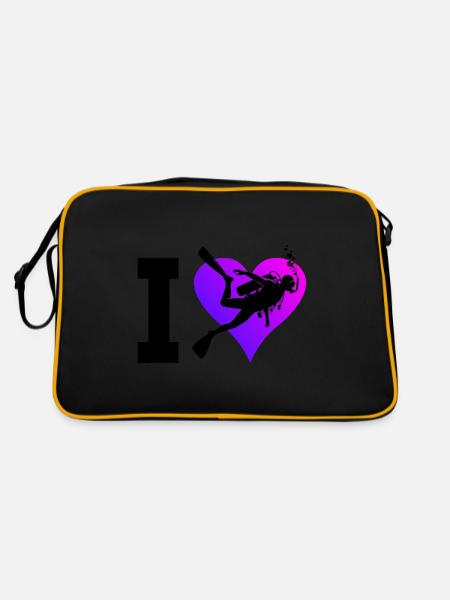 Taucher Diver Scuba Diver Scuba Tauchen - Retro Tasche - Schwarz/Gold - Hinten