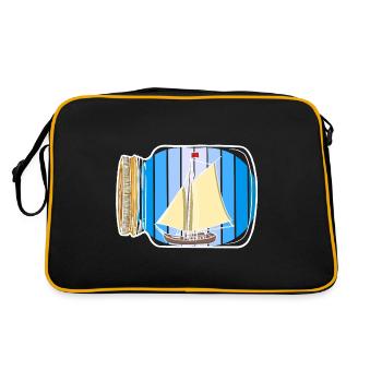 sailboat, nautical, nautical, coast, maritime - Retro Bag - black/gold - Back